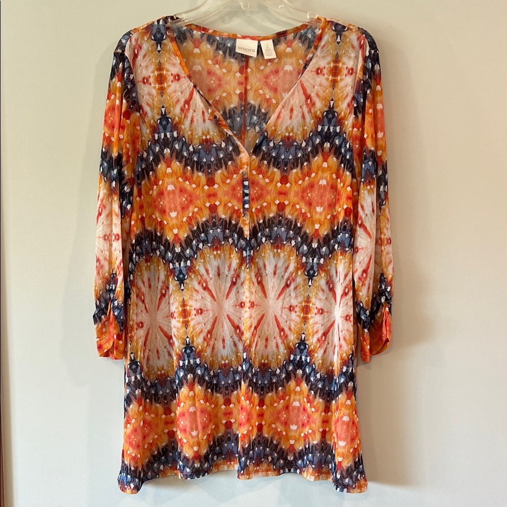 Chico's‎ - 2, Multicolor V-Neck Tunic Top